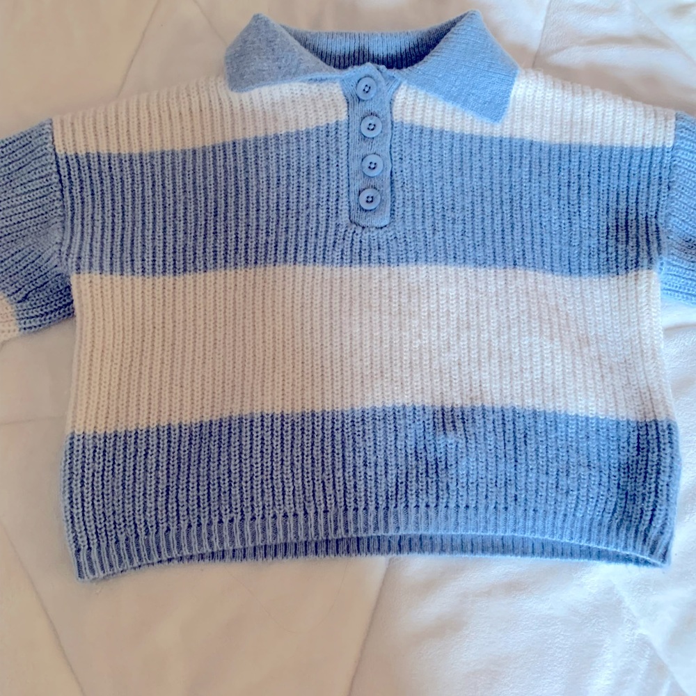 Baby blue and white crochet jacket